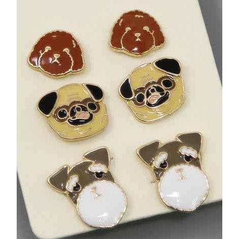 Dog Lover Enamel Stud Earrings Doodle, Pug, Schnauzer - OBX Prep