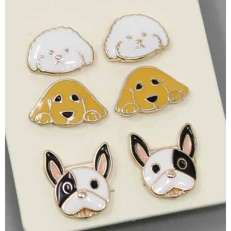 Dog Lover Enamel Stud Earrings Bichon, Lab, Frenchie - OBX Prep