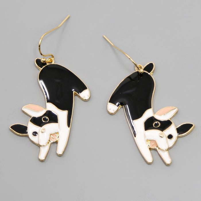 Frenchie French Bulldog Enamel Drop Earrings - OBX Prep