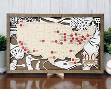 Handmade Wooden Stadium Travel Map – Track Every Baseball Stadium Visit