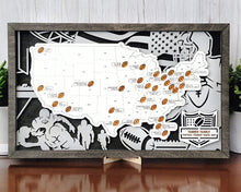Stadium Series Football Stadium Travel Map – 18" x 10" Engraved Wooden US Map with Customizable Nameplate
