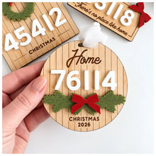 Personalized ZIP Code Christmas Ornament | Greenery & Bow Home Ornament | Hometown Keepsake | Custom ZIP Code Gift