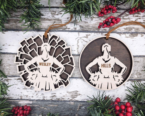 🎄 Personalized Cheerleader Ornaments – Handmade Birch Keepsake