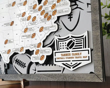 Stadium Series Football Stadium Travel Map – 18" x 10" Engraved Wooden US Map with Customizable Nameplate