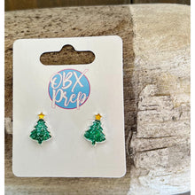Christmas Enamel Stud Earrings - Christmas Bell, Snowman, Christmas Tree - OBX Prep