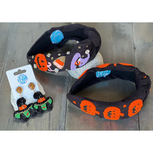 Jack O' Lantern Pumpkin Top Knot Beaded Handmade Headband - OBX Prep