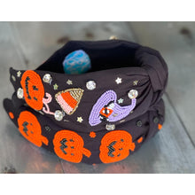 Halloween Witch Hat Candy Corn Top Knot Seed Beaded Handmade Headband - OBX Prep