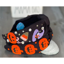 Halloween Witch Hat Candy Corn Top Knot Seed Beaded Handmade Headband - OBX Prep