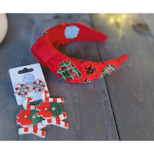 Red and Green Christmas Ornament Beaded Handmade Headband - OBX Prep