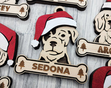 Custom Dog Breed Christmas Ornaments – Handcrafted Birch with Santa Hat 🐾🎄 Also great for Pet Businesses