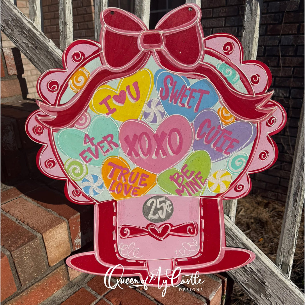 Valentine Candy Machine Sign | Hand Painted Wood Decor | Sweetheart Candy Valentine | OBX Handmade