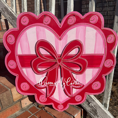 Valentine Heart Door Hanger | Hand Painted Baltic Birch | Preppy Valentine Decor | OBX Handmade