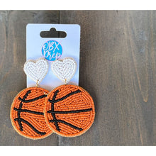Basketball Heart Seed Bead Dangle Earrings - OBX Prep