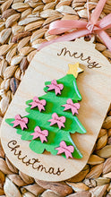 Personalized Hand Painted Christmas Tree Ornament- Coquette style with Name Bows.