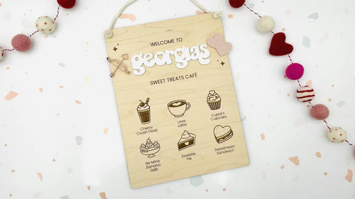 Personalized Play Kitchen Menu Sign | Custom Child Name | Holiday & Valentine Pretend Play Decor | OBX Handmade