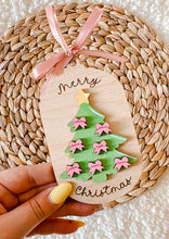 Personalized Hand Painted Christmas Tree Ornament- Coquette style with Name Bows.