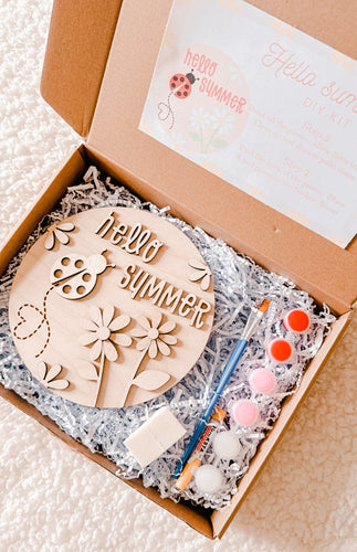 DIY “Hello Summer” Ladybug Wood Sign Kit – Fun Kids Craft for Summer Days