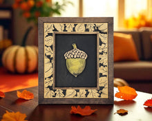 Harvest Frames Collection – Fall Wall Décor | Handmade Wood Frame with Pumpkin, Leaf, Acorn, Pinecone, or Cornucopia | OBX Rustic Home Décor