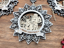 Handcrafted Winter Wonderland Ornaments | Layered Baltic Birch & Pattern Ply Snowflakes | Christmas Tree Décor with Santa, Snowman, Nativity & More