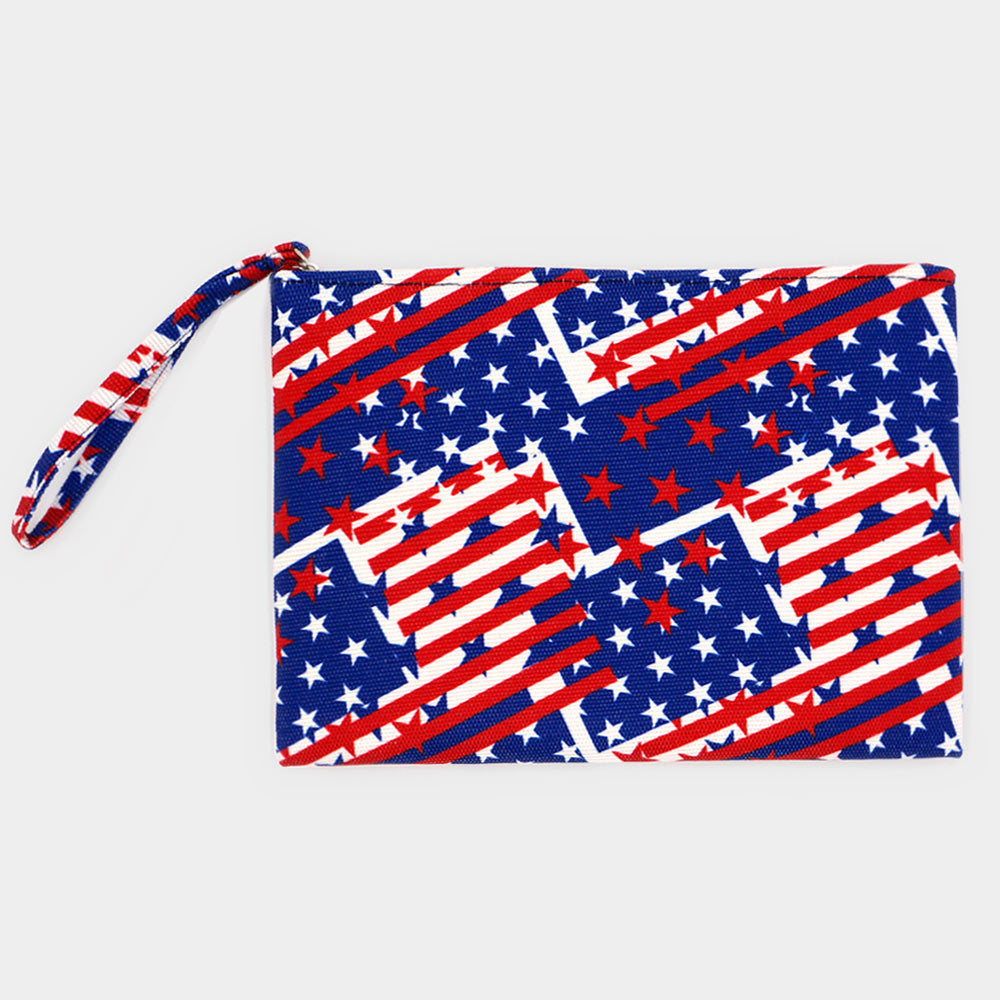 American USA Flag Printed Pouch Clutch Bag - OBX Prep