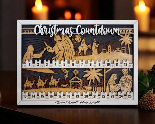 Wooden Christmas Countdown – Christian Nativity Scene | Handmade in OBX
