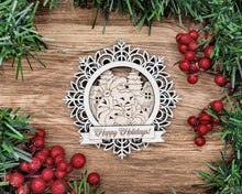 Handcrafted Winter Wonderland Ornaments | Layered Baltic Birch & Pattern Ply Snowflakes | Christmas Tree Décor with Santa, Snowman, Nativity & More