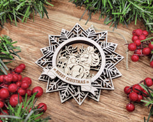 Handcrafted Winter Wonderland Ornaments | Layered Baltic Birch & Pattern Ply Snowflakes | Christmas Tree Décor with Santa, Snowman, Nativity & More