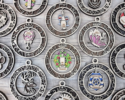 Handcrafted Christmas Dangle Ornaments | Baltic Birch Wood | OBX Made | 24 Designs for Holidays, Pets, Weddings & More