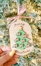 Personalized Hand Painted Christmas Tree Ornament- Coquette style with Name Bows.