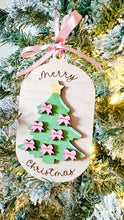 Personalized Hand Painted Christmas Tree Ornament- Coquette style with Name Bows.