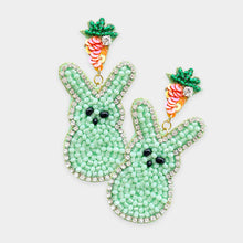 Peeps Sequin Beaded Carrot Easter Bunny Dangle Earrings - OBX Prep