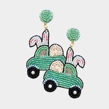 Easter Bunny Truck Seed Beaded Dangle Earrings - OBX Prep