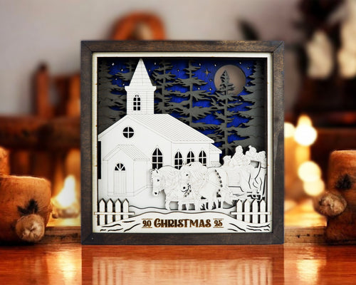 3D Christmas Scene Decor | Layered Wood Holiday Wall Art | Winter Nature & Festive Designs | Handmade Seasonal Home Décor | OBX Made