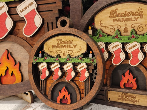 Fireplace Family Ornament  and Sign Personalized– Handcrafted in the Outer Banks