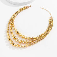 Diane Multi-Layer Chunky Gold Round Bead Stacking Necklace