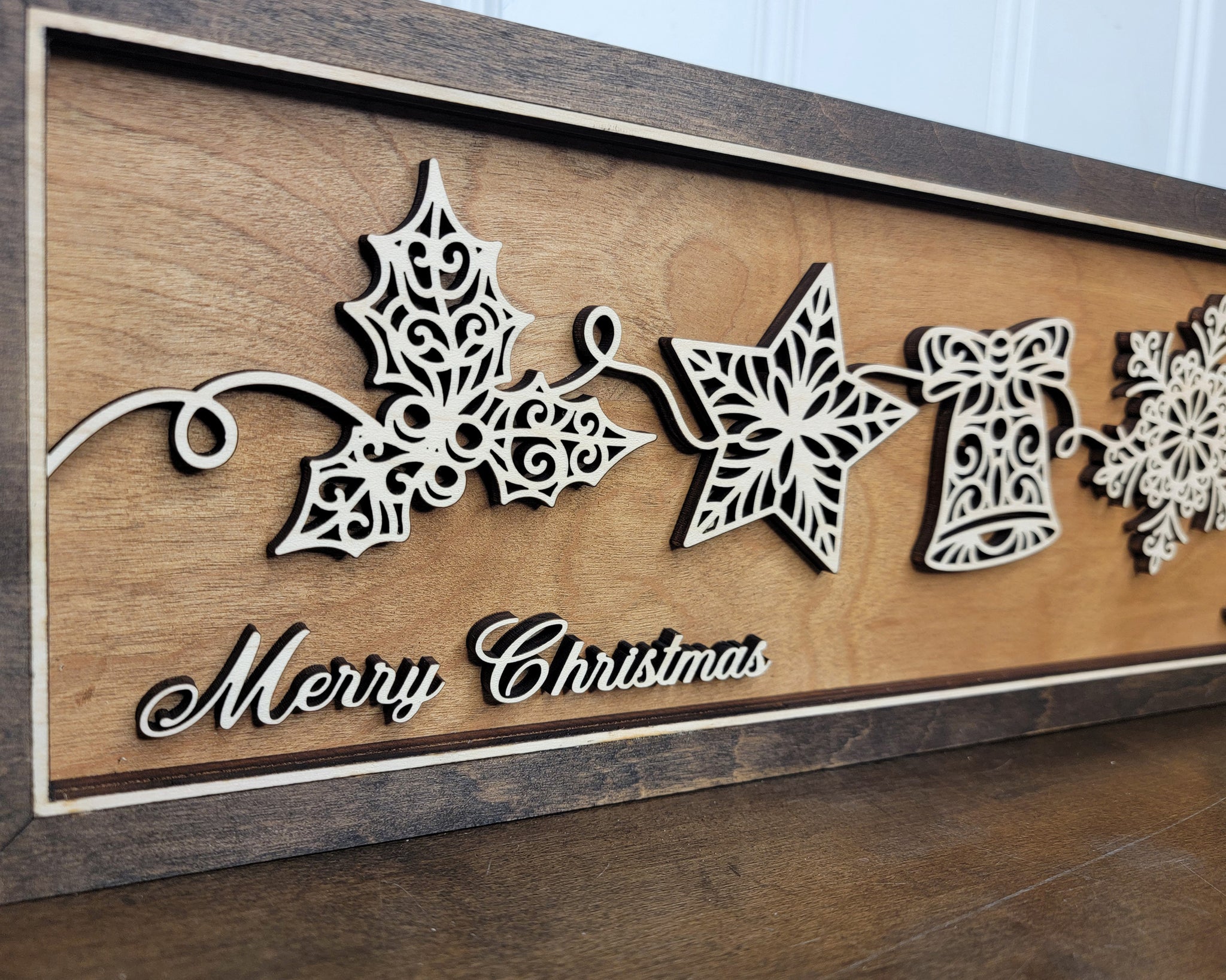 Christmas Line Sign Personalized Holiday Line Art Signage Handcrafted Baltic Birch | OBX ...
