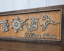 Personalized Holiday Line Art Signage Handcrafted Baltic Birch | OBX Made Christmas Mantel Décor | Minimalist Wood Christmas Sign