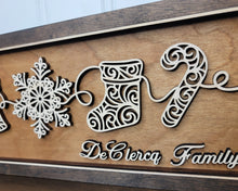 Personalized Holiday Line Art Signage Handcrafted Baltic Birch | OBX Made Christmas Mantel Décor | Minimalist Wood Christmas Sign
