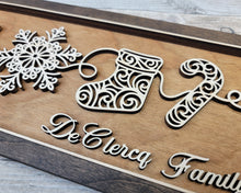 Personalized Holiday Line Art Signage Handcrafted Baltic Birch | OBX Made Christmas Mantel Décor | Minimalist Wood Christmas Sign