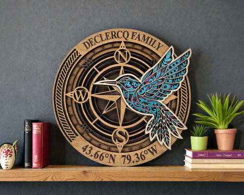 Personalized Family Compass Sign | Layered Compass Wall Art | Custom Family Name Home Decor Gift