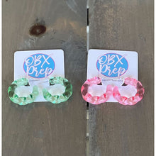 Spring Twist Color Resin Hoop Acrylic Earrings - OBX Prep
