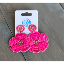 Hibiscus Pink Seed Bead Dangle Earrings - OBX Prep
