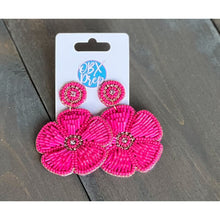 Hibiscus Pink Seed Bead Dangle Earrings - OBX Prep