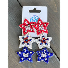 Handmade Patriotic Red White and Blue Triple Stars Earrings - OBX Prep