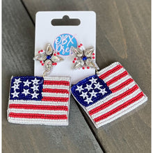 Patriotic Flag Seed Beaded Earrings - OBX Prep