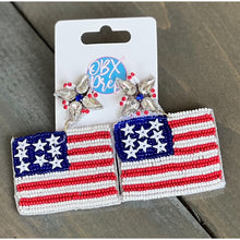 Patriotic Flag Seed Beaded Earrings - OBX Prep