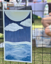 Moon Over the Ocean Hand Painted Baltic Birch Wall Art
