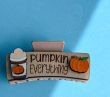 Pumpkin Everything Coffee Hand Painted Wood Hair Claw Clip