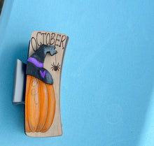 Hand-Painted October Pumpkin Hair Claw