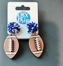 Custom Team Spirit Bead Topped Hand Painted Football Dangle Earrings